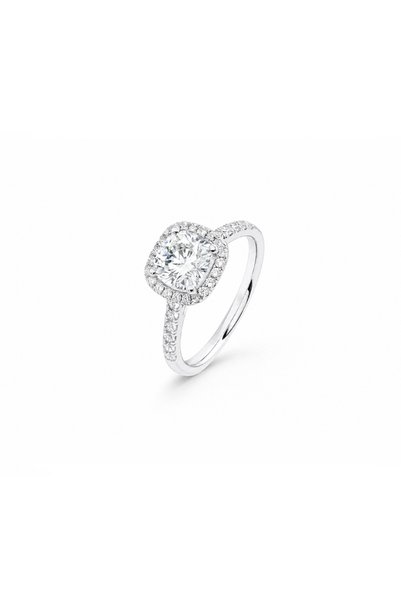 Generic Brand 9KCushion Cut Lab Grown Diamond Engagement Ring, Halo Setting W...