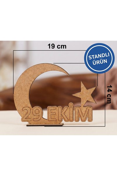 Wooden Factory Boyanabilir 29 Ekim ve Ay Yıldız Figürlü Standlı Ahşap Oyuncak...