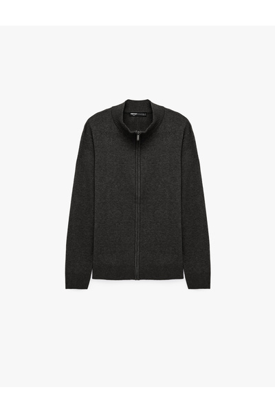 Koton Long Sleeve Pocketed Zippered Knitwear Cardigan
