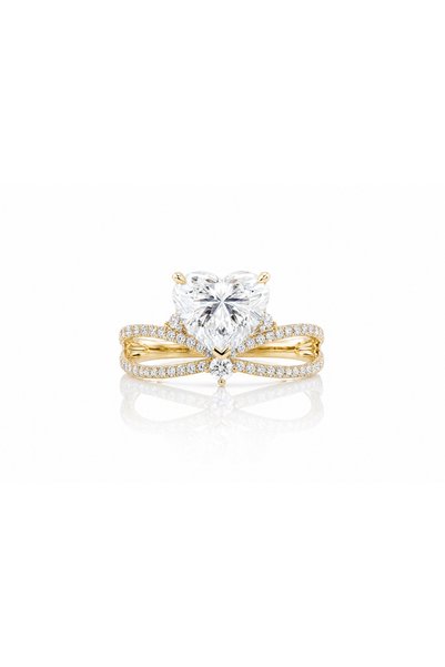 Generic Brand 9K Heart Shape Lab Grown Diamond Split Shank Engagement Ring fo...