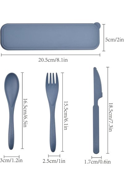 Noonedibs Set de tacâmuri din plastic reutilizabile, 4 seturi de tacâmuri de ...