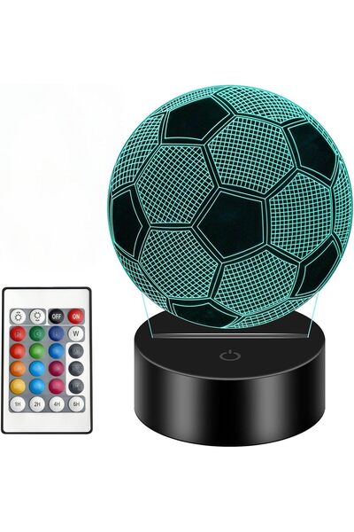 Generic مصباح ليلي LED ثلاثي الأبعاد على شكل كرة قدم لغرف الأطفال، مصباح طاول...