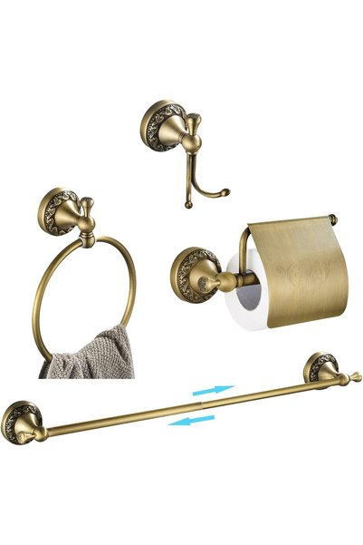 Generic إكسسوارات حمام من النحاس العتيق، أدوات حمام قابلة للتعديل بتصميم عتيق...