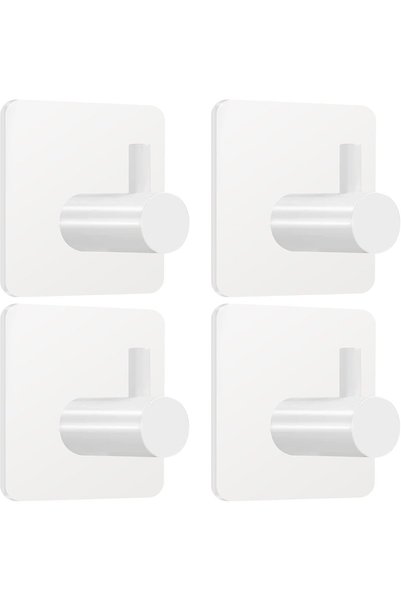 Generic White Adhesive Towel Hooks: 15LB Heavy Duty Wall Hooks Stick on Showe...