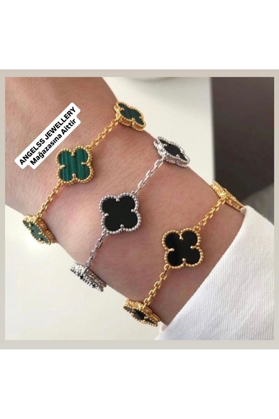 ANGELSS JEWELLERY طقم أساور فولاذية ثلاثية من طراز كومبين يونسا باللون الذهبي...
