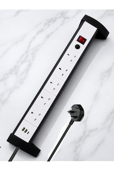 Generic وصلة تمديد لشريط الطاقة 8 في 1، 5 منافذ تيار متردد، 3 منافذ USB، شحن ...