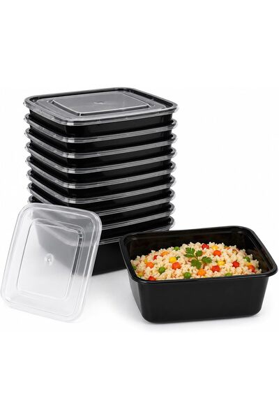 Teb Plastic Meal Prep Containers with Lids, 10 Pack 1000cc Food Storage Conta...