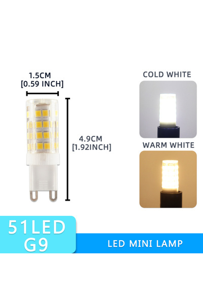 Choice مصباح LED G9 أبيض دافئ 51LED، 10 قطع، مصباح LED G9 33LED 51LED 75LED، ...