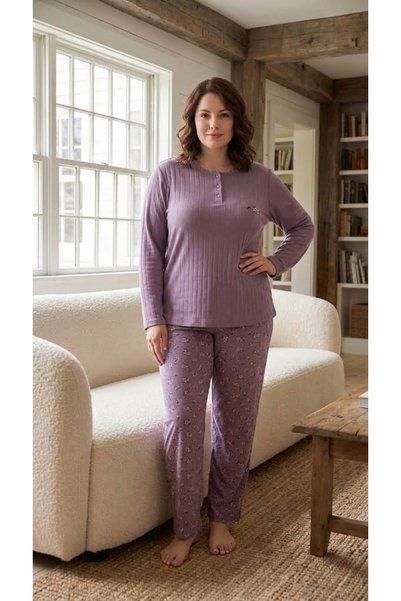 ALACURVE Women's Large Size Winter Cotton Long Sleeve Patterned Comfortable H...