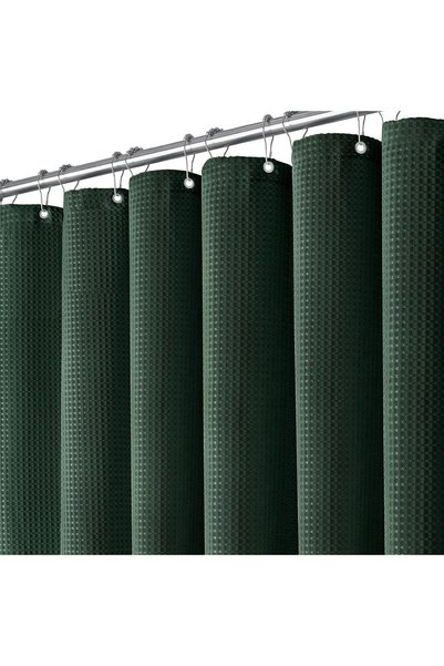Generic Extra Long Waffle Shower Curtain 256 GSM Fabric 72"x84" Dark Green