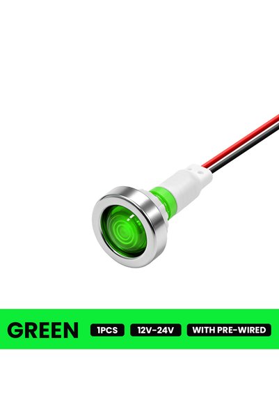 Choice مصابيح تحذير خضراء مقاومة للماء IP67 بقطر 10 مم، 3 قطع، 12-24 فولت، أض...