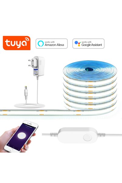 Choice شريط إضاءة LED ذكي بتقنية COB بطول 10 أمتار، أبيض دافئ، 24 فولت، مع قا...