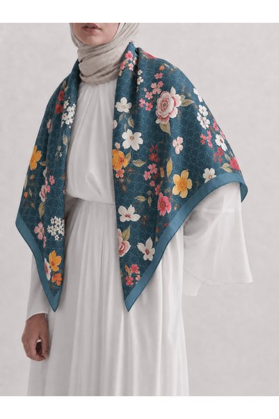 Hepsi Moda Spring Breeze Cotton Scarf - Petrol Blue