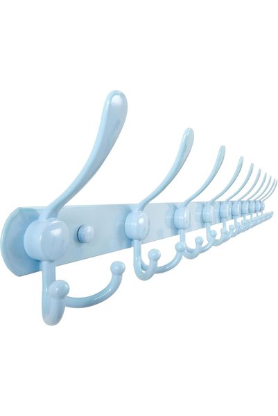 Generic حامل معاطف للتثبيت على الحائط - قضيب تعليق معاطف بطول 38 بوصة مع 10 خ...