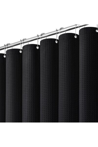 Generic Stall Waffle Shower Curtain 256 GSM Heavy Fabric 54x72 Black