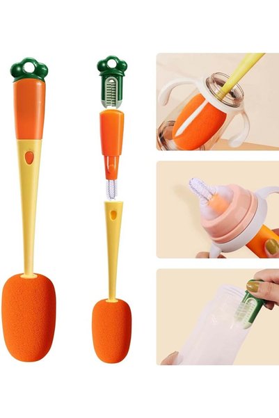 TERRIFI Bottle Brush Cleaner. 3 in 1 Carrot Baby Multifunctional Replaceable ...