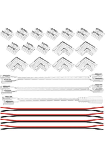 Generic 23PCS 8mm COB LED Strip Light Connectors Kit 2 Pin Solderless L Shape...