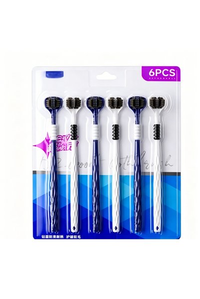 Choice 6pcs-pack 3D Manual Toothbrush 6pcs Three Sided U-shaped Soft Toothbru...