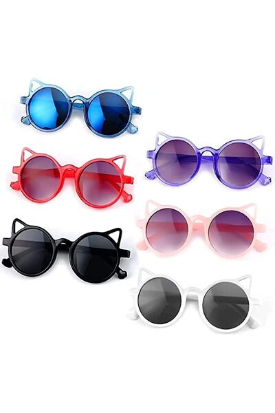 SYOSI Cat Shaped Sunglasses for Kids, 6 Pairs Toddler Kitty Glasses Cute Cat ...