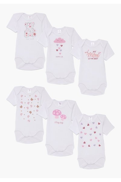 Preety Baby Βρεφικά κορμάκια κοντομάνικα, Όμορφο βρεφικό σετ 6 τεμαχίων, 100%...
