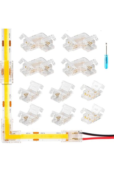 Generic موصلات شريط LED، 10 قطع، موصلات شريط LED COB ذات 2 دبوس 8 مم، موصلات ...