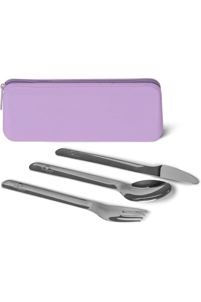 Generic Stainless Steel Cutlery Set with Silicone Pouch, Knife Fork Spoon Set...