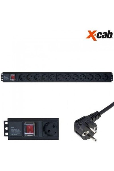 Xcab 19" RACK SOCKET, 12 positions (schuko), with switch Xcab-1219