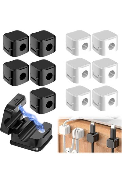 Generic 12 قطعة من مشابك الكابلات المغناطيسية، منظم أسلاك شاحن USB سهل الاستخ...