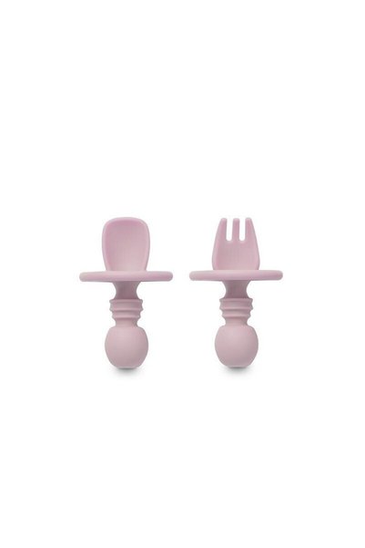 Interbaby Βρεφικό Σετ με Πιρούνι Σιλικόνης Ροζ για 4+ μηνών 2 τεμάχια SI013-66