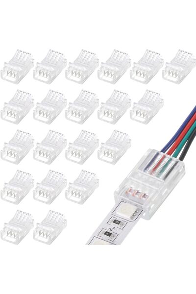 Generic RGB LED Light Strip Connectors - 20 Waterproof Adapters, Transparent ...