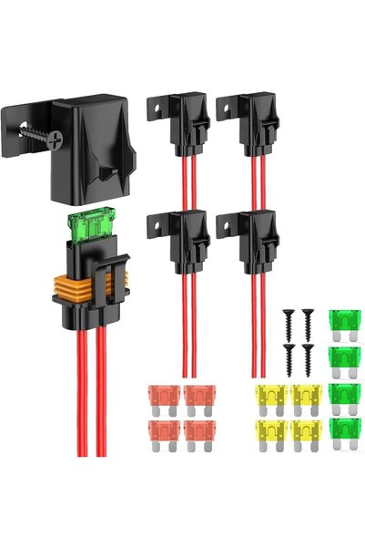 Generic حامل فيوز داخلي، سلك مقاوم للماء 10 AWG، فيوز ATC ATO 12 فولت 32 فولت...