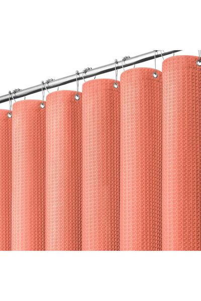Generic Long Waffle Shower Curtain 256 GSM Heavy Fabric 72x78 Coral
