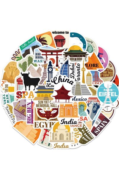 Generic World Travel Stickers 50Pcs Waterproof Vinyl Travel Map Stickers for ...