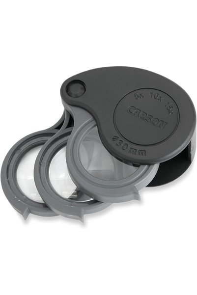 Carson TriView 3x/5.5x/8.5x and 5x/10x/15x Folding Loupes with Built-In Case ...