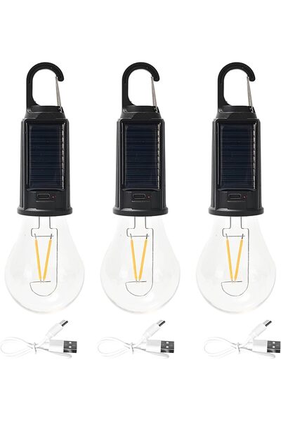 Generic مجموعة من 3 مصابيح تخييم شمسية معلقة - الطراز الأول - مصباح خيمة LED ...