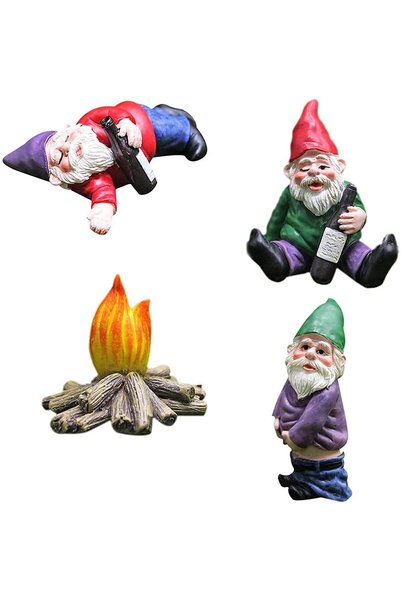 Noonedibs 4 Figurine pitici gradina amuzanti, decoratiuni micro-statui pentru...
