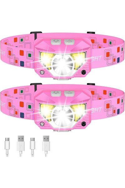Generic Headlamp Flashlight, Lumen Bright Head Lamps LED Rechargeable-Pink | ...