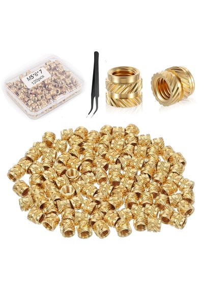 Generic 120 قطعة من مسامير اللولب النحاسية مقاس M5X6mmx7mm - صواميل نحاسية مخ...