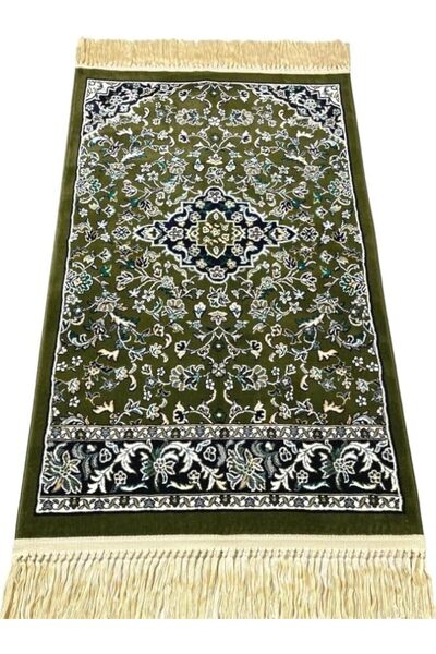 Generic سجادة صلاة خضراء من هرم كاربتس - 110×70×0.8 سم، سجادة صلاة إسلامية مض...