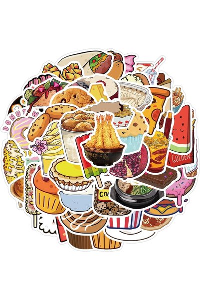 Generic 50Pcs Food Stickers Cute Chips Hamburger Stickers Yummy Aesthetic Wat...