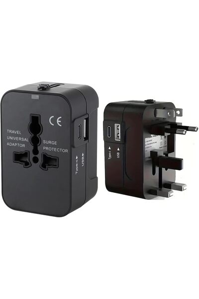 Generic محول سفر عالمي مُحسّن، محول قابس دولي متعدد الاستخدامات مع منافذ USB ...