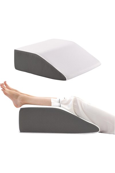 Choice Grey-white Memory Foam Wedge Pillow for Leg Elevation, Improves Circul...