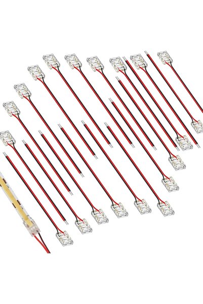 Generic 20 قطعة موصل سلكي لشريط LED COB مقاس 8 مم بـ 2 دبوس، محول بدون لحام م...