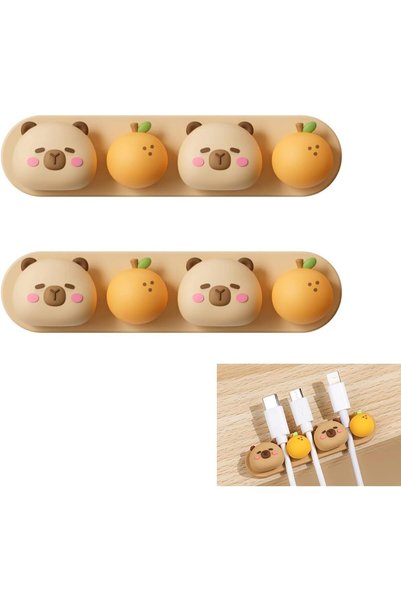 Generic Capybara Cable Organizer, Adorable Animal-Shaped Self-Adhesive Desk C...