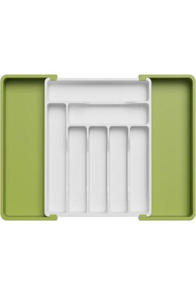 Generic منظم درج فضي، منظم أدوات مطبخ قابل للتوسيع، منظم أدوات المائدة والسكا...
