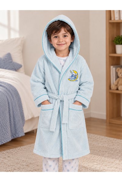 İQON Hooded Children's Bathrobe 100% Cotton – Şi̇rnay (4-6 Years Old)