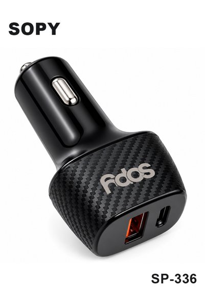 sopy شاحن سيارة فائق السرعة SP-336 بقوة 66 واط مع منفذ USB-A مزدوج ومنفذ USB-...