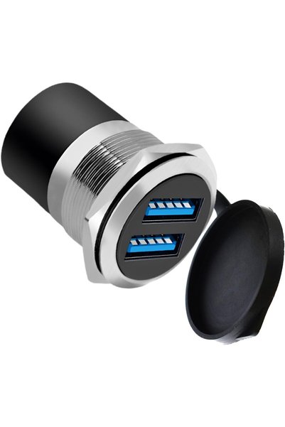 Generic محول USB 3.0 مزدوج للتثبيت على اللوحة - موصل دائري ملولب مع غطاء مقاو...