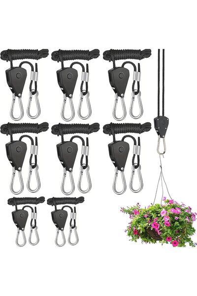 Generic 8 Pack Heavy Duty Ratchet Ropes for Plant Lights and Tent Suspension,...