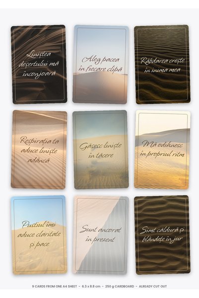 OEM Carduri Afirmatii Calm din desert, 9 carti motivationale, Carton 250g, 6....